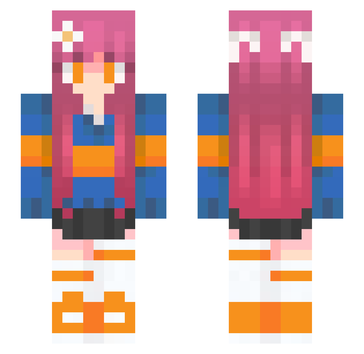 Splebt Minecraft skin, front and back view