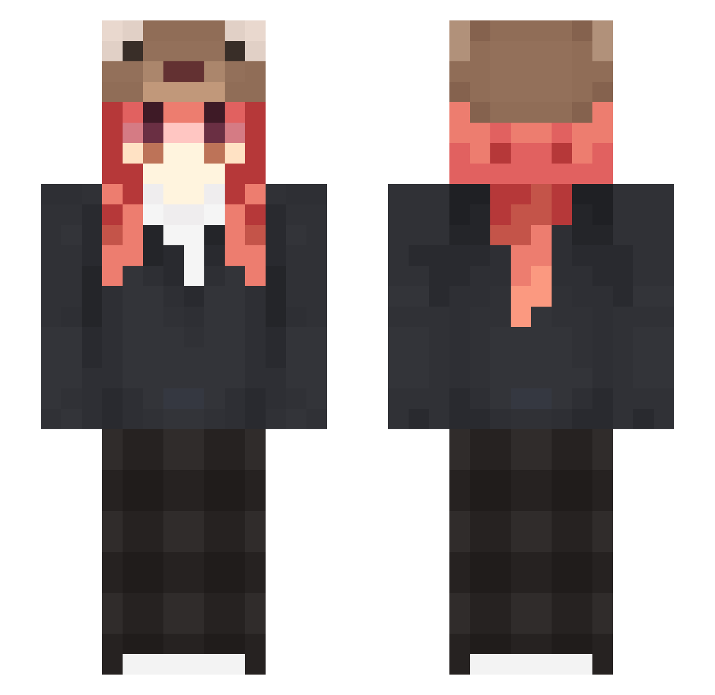 Just_Tia Minecraft skin, front and back view