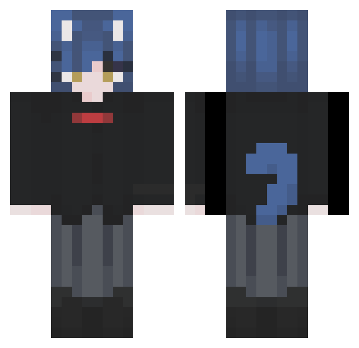 darcesMeow Minecraft skin, front and back view