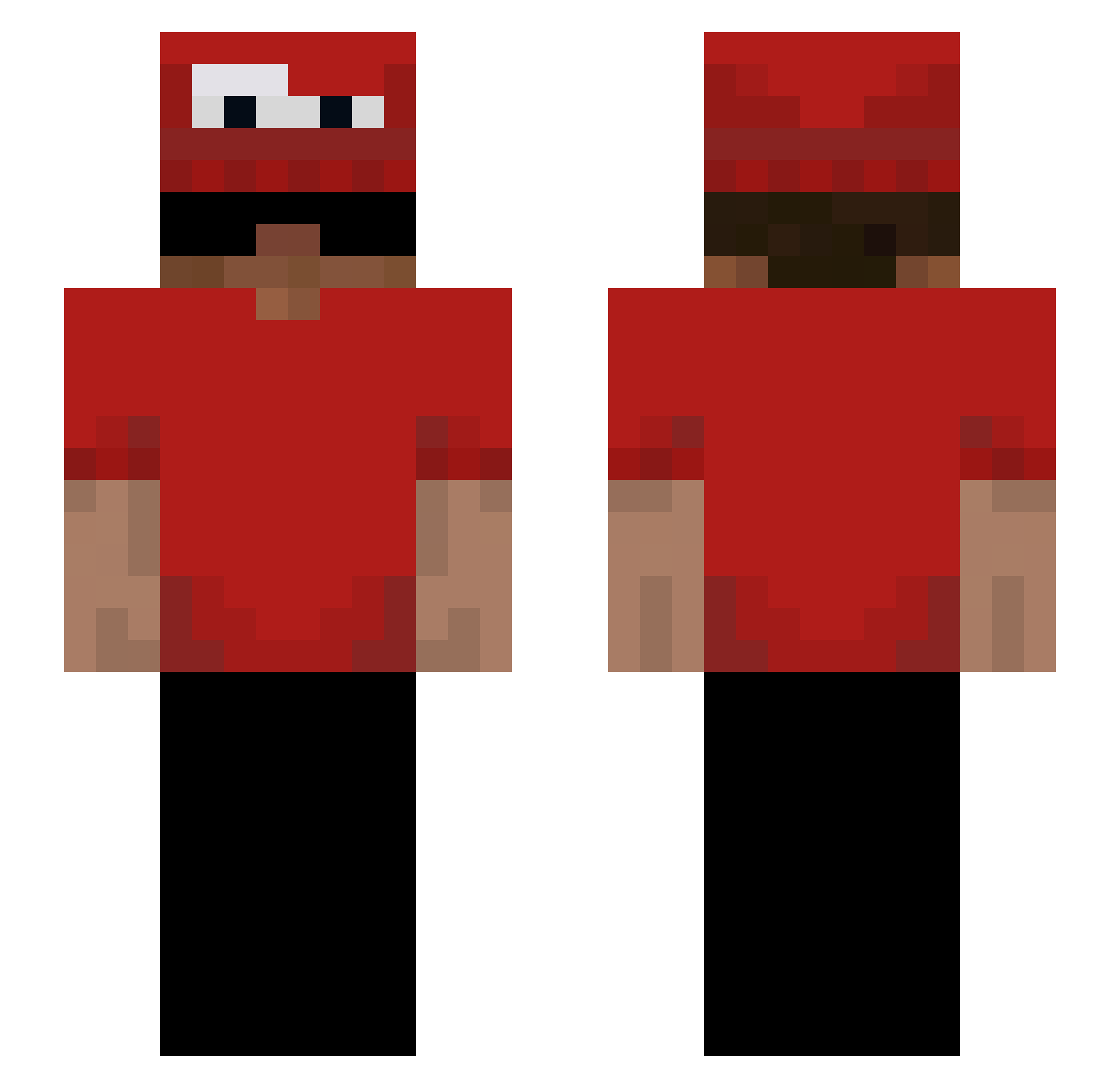 aynexus Minecraft skin, front and back view