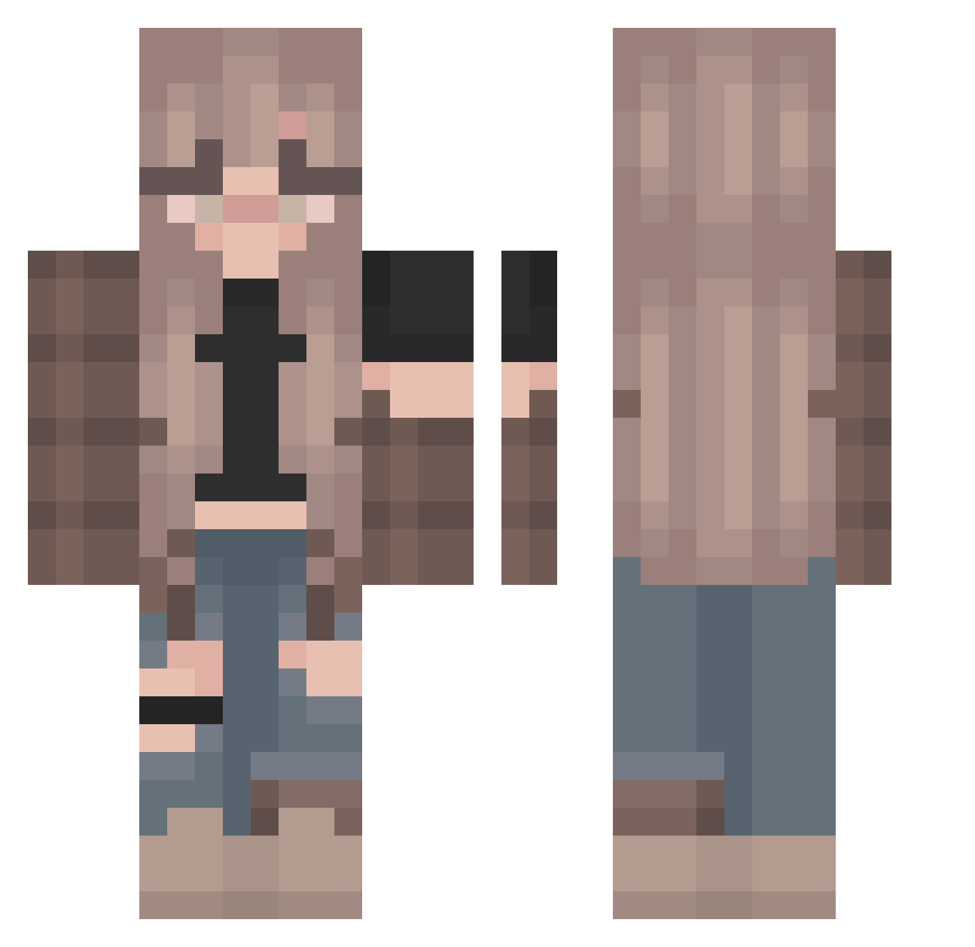 QueenFlamingoH Minecraft skin, front and back view