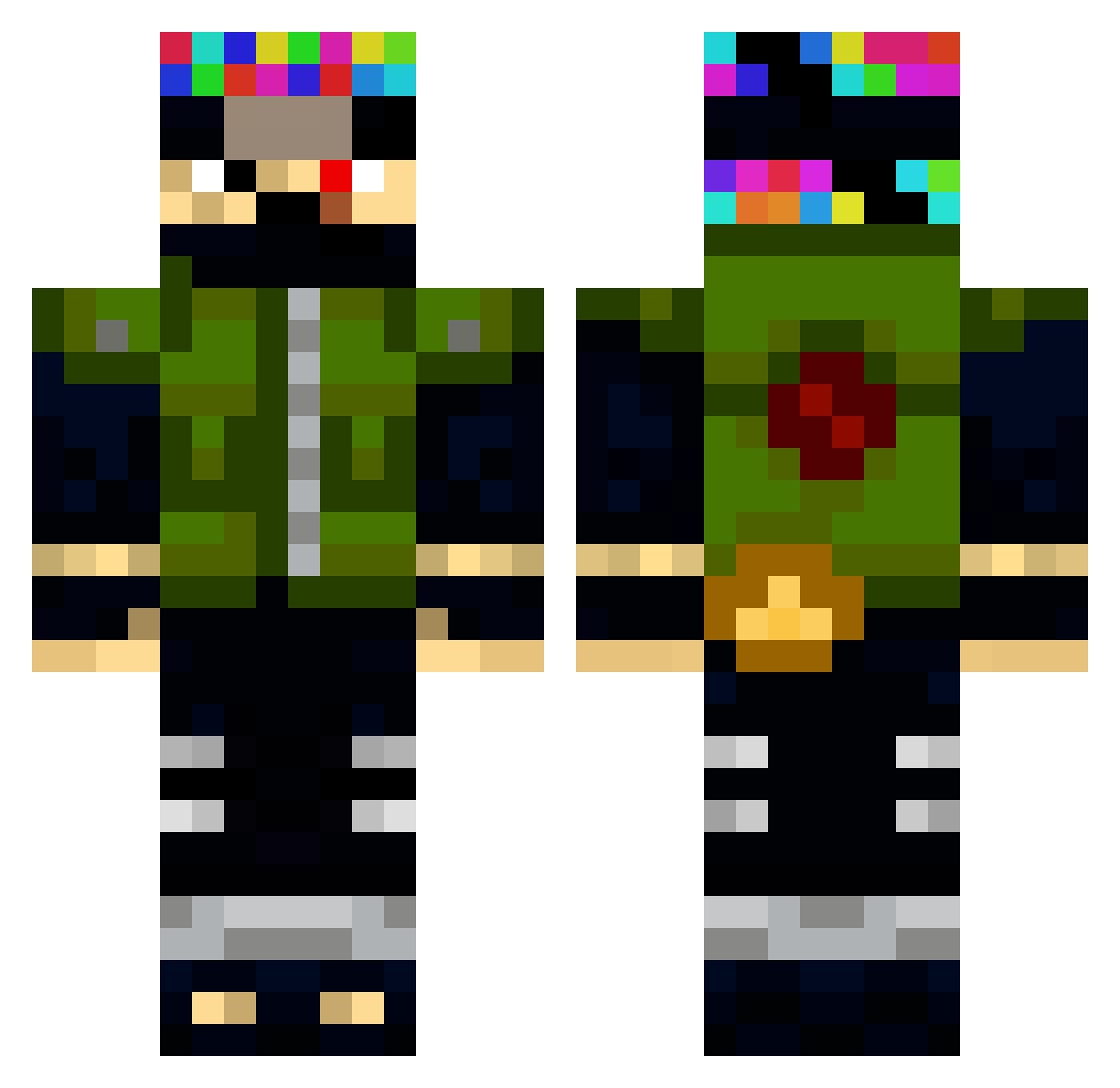 Shirrax Minecraft skin, front and back view