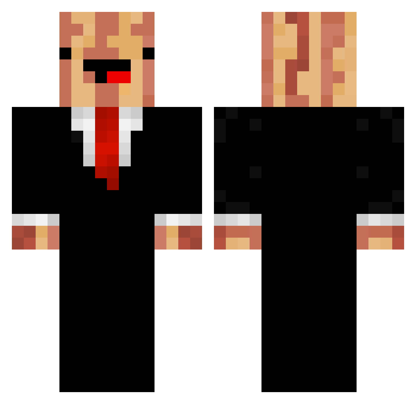 Bootyless Minecraft skin, front and back view