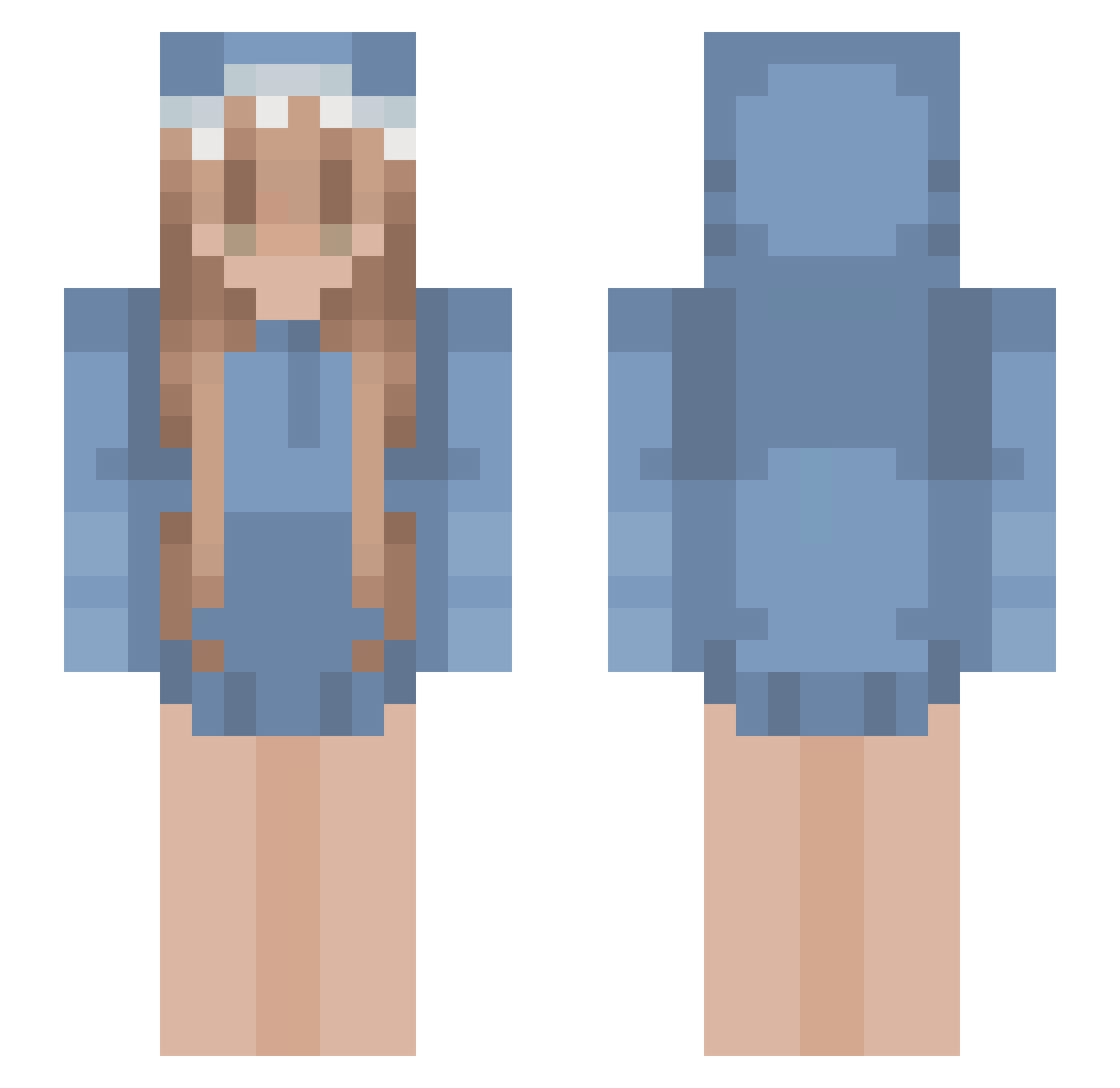 qivt Minecraft skin, front and back view
