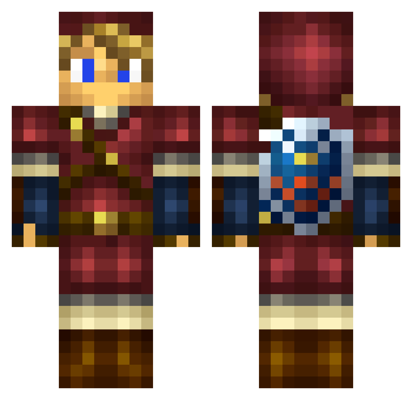 Clockwork_Pasta Minecraft skin, front and back view