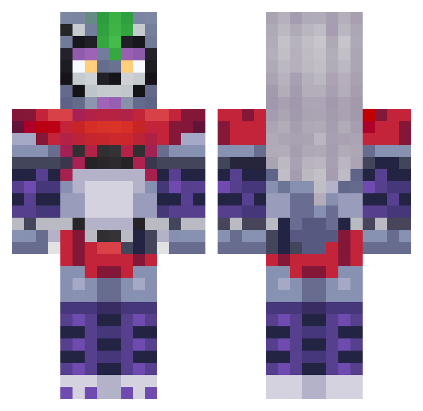 Violet_Valkyr Minecraft skin, front and back view