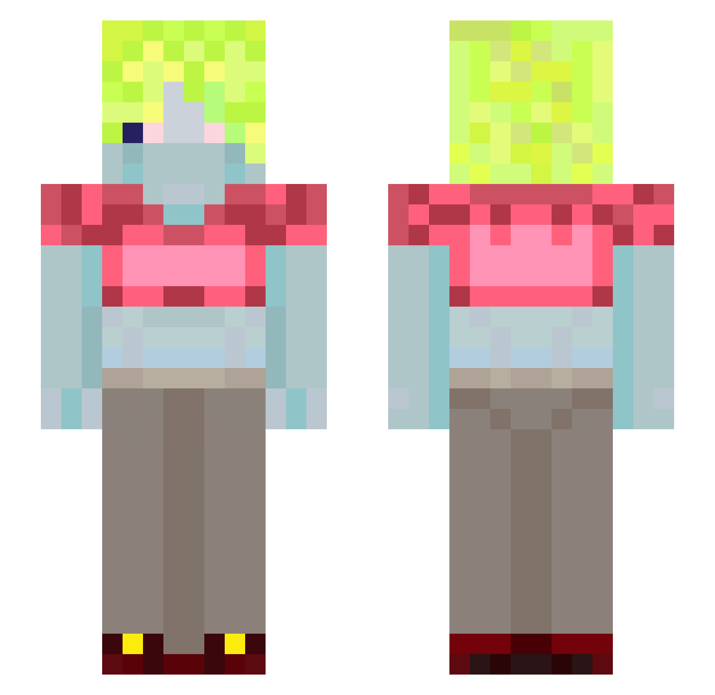 XhobbittX Minecraft skin, front and back view