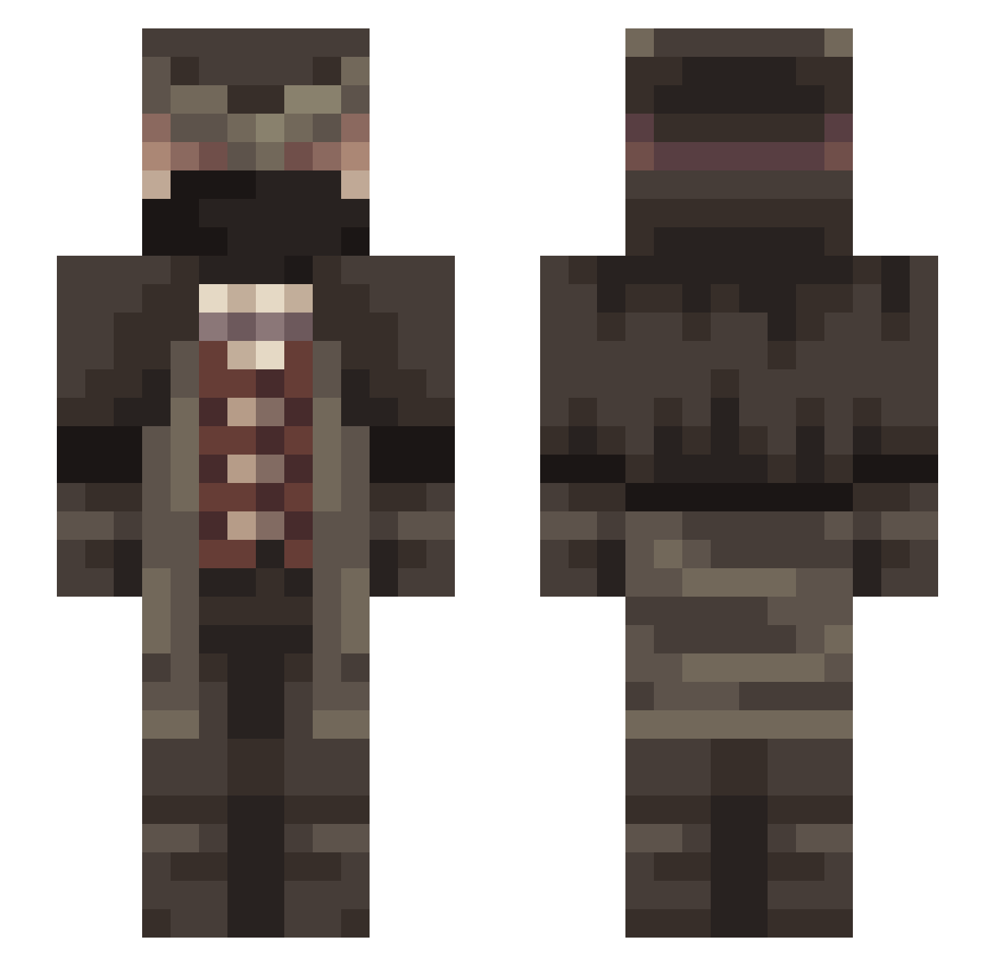 Arketa Minecraft skin, front and back view