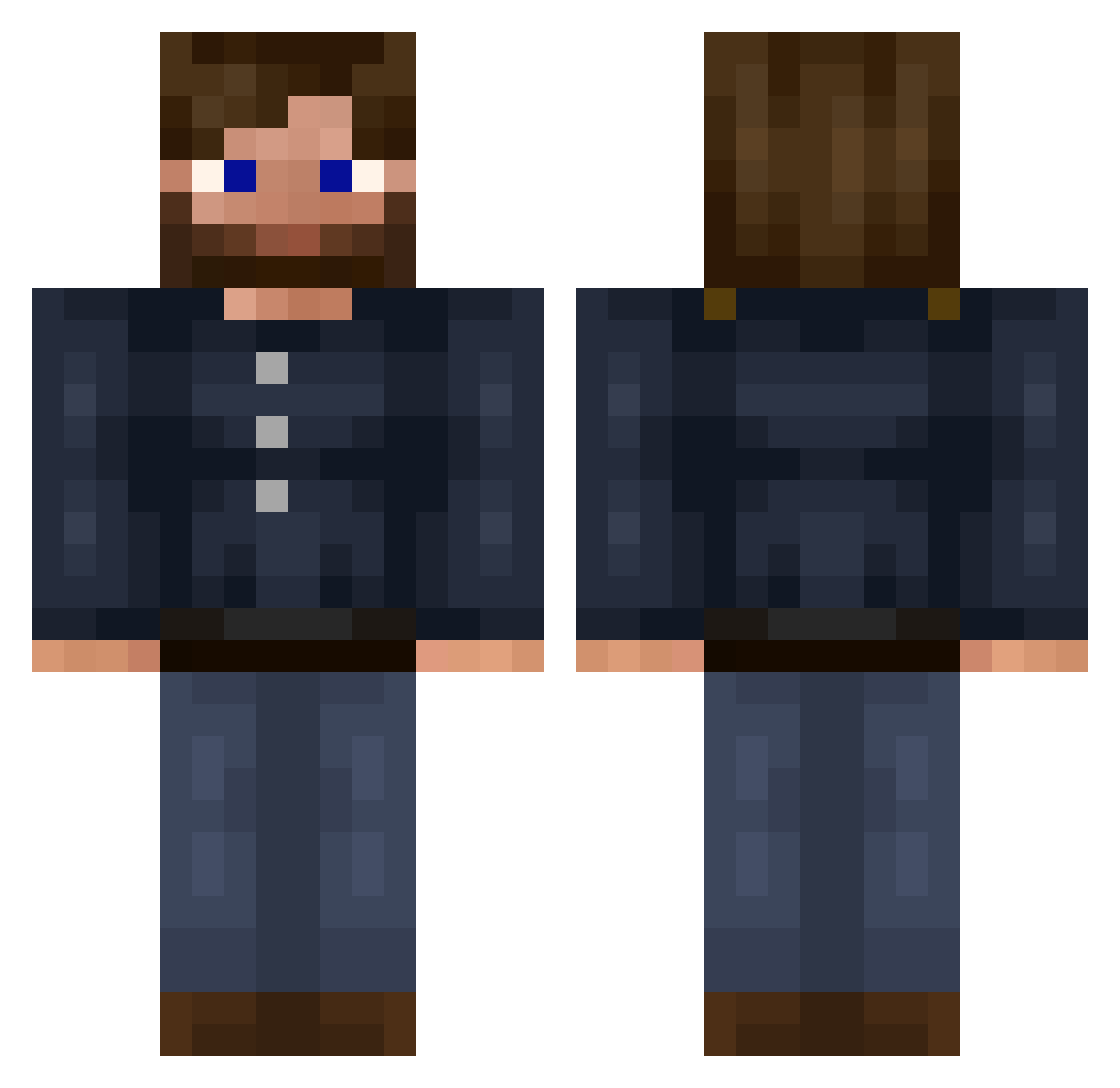 moymeister Minecraft skin, front and back view