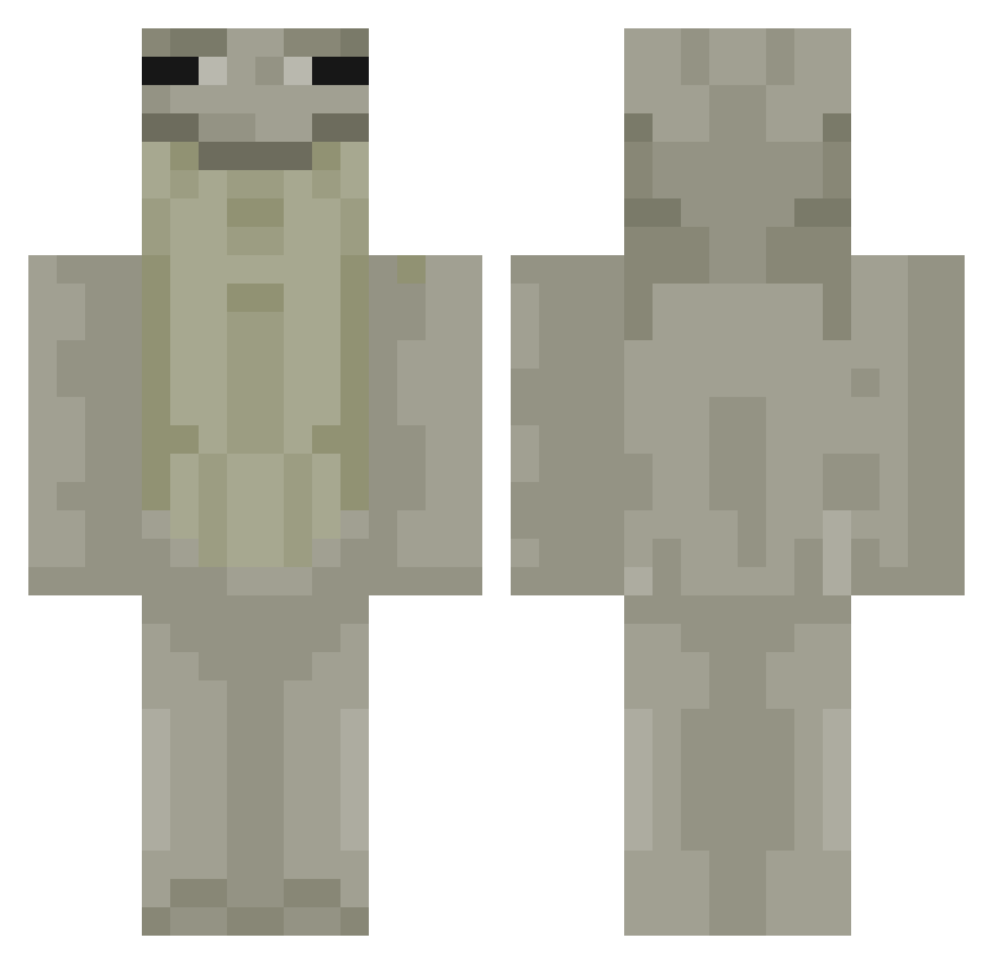 Moxville Minecraft skin, front and back view