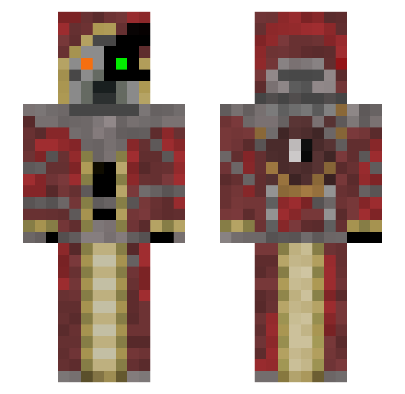 CheekiMyBreeki Minecraft skin, front and back view