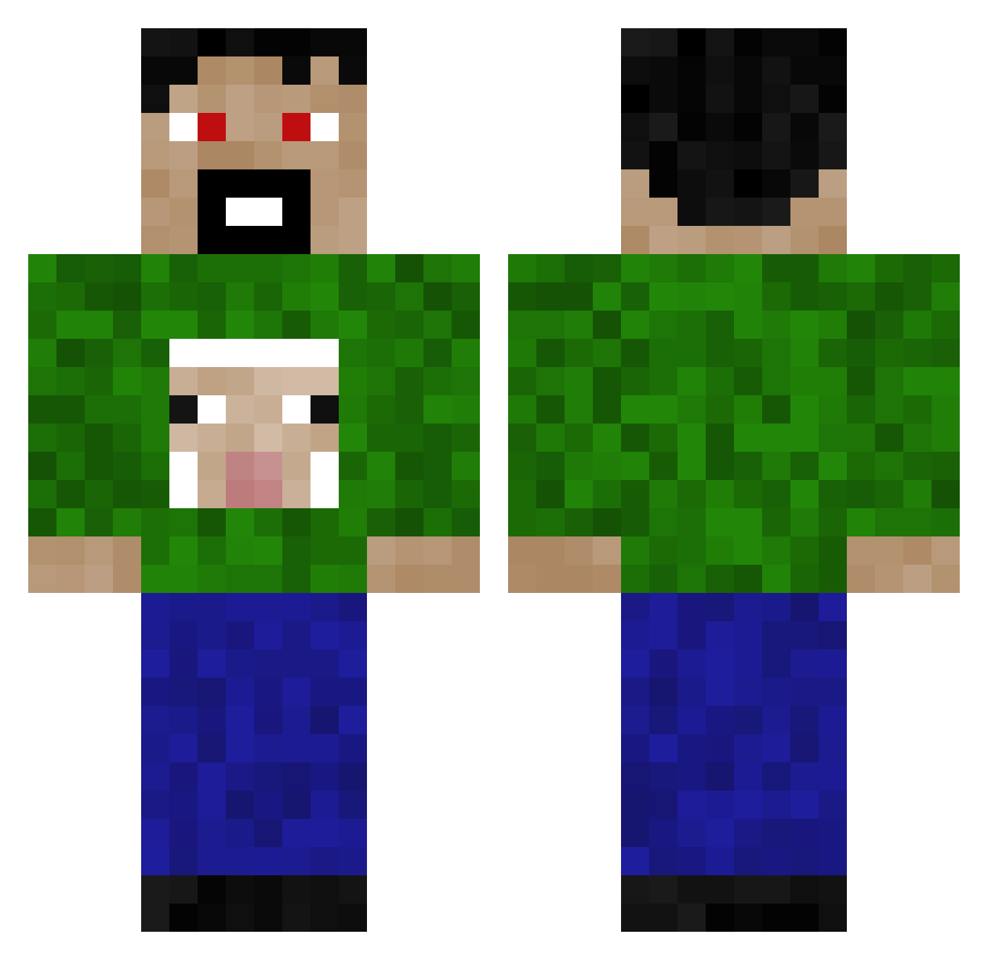 Jagheterisak Minecraft skin, front and back view