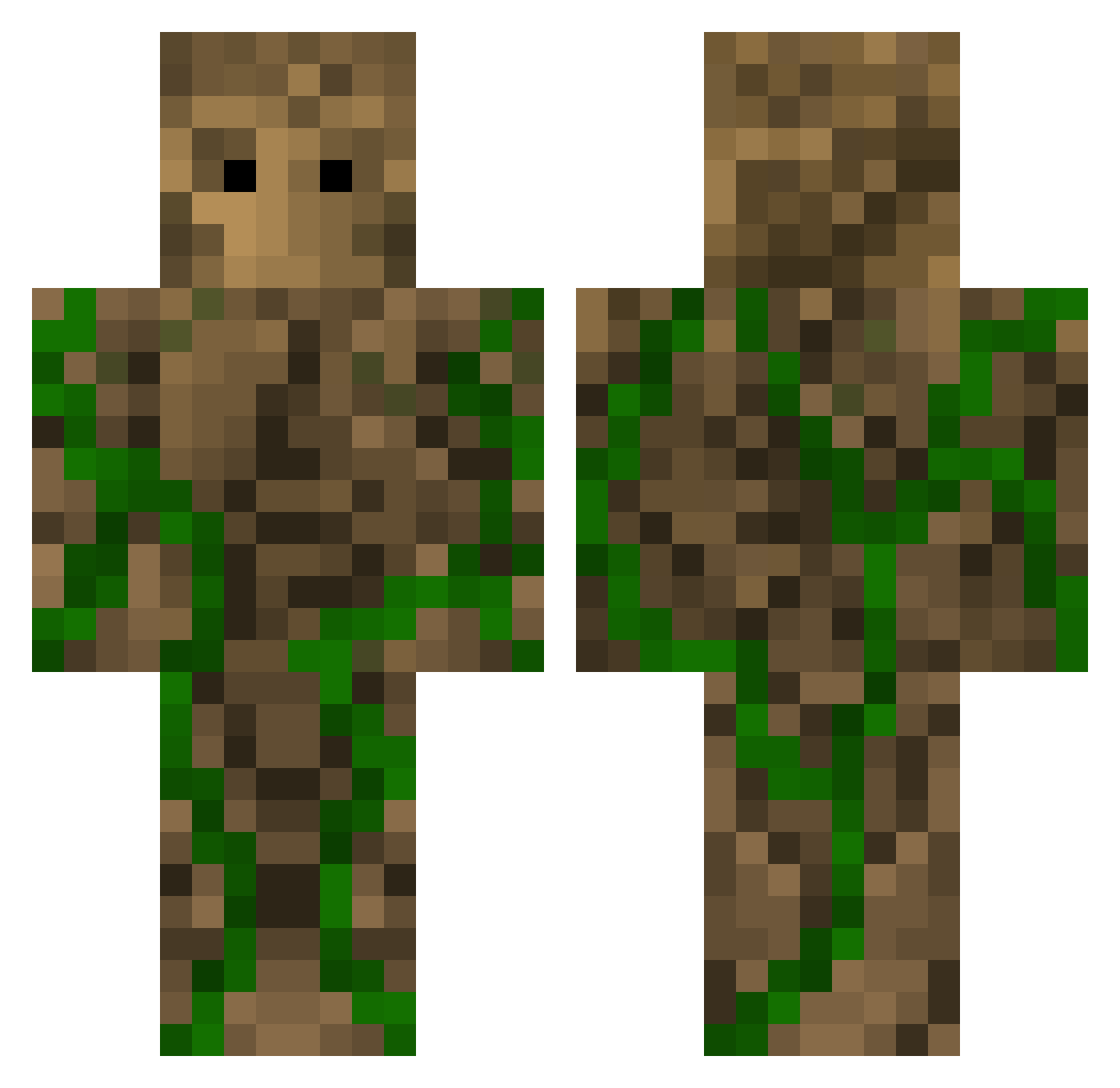 Runtish Minecraft skin, front and back view