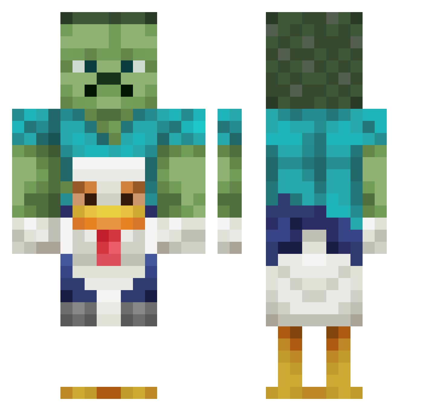 YZOyee Minecraft skin, front and back view