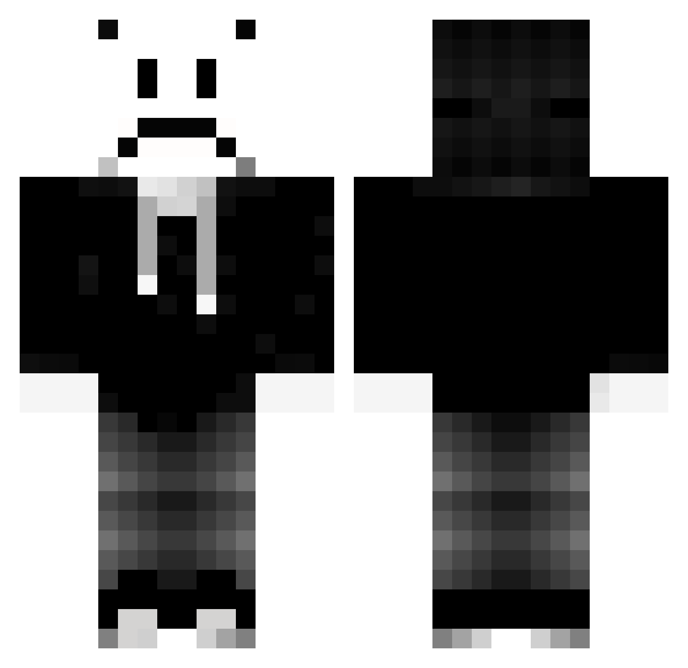 Saddev Minecraft skin, front and back view