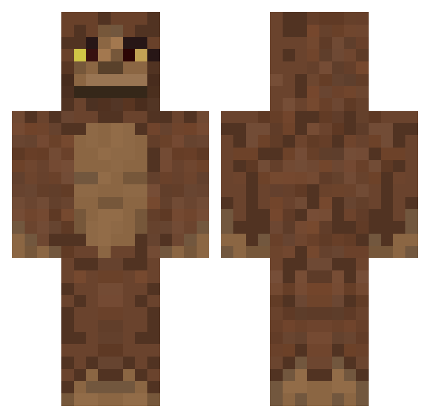 AusSquatch Minecraft skin, front and back view
