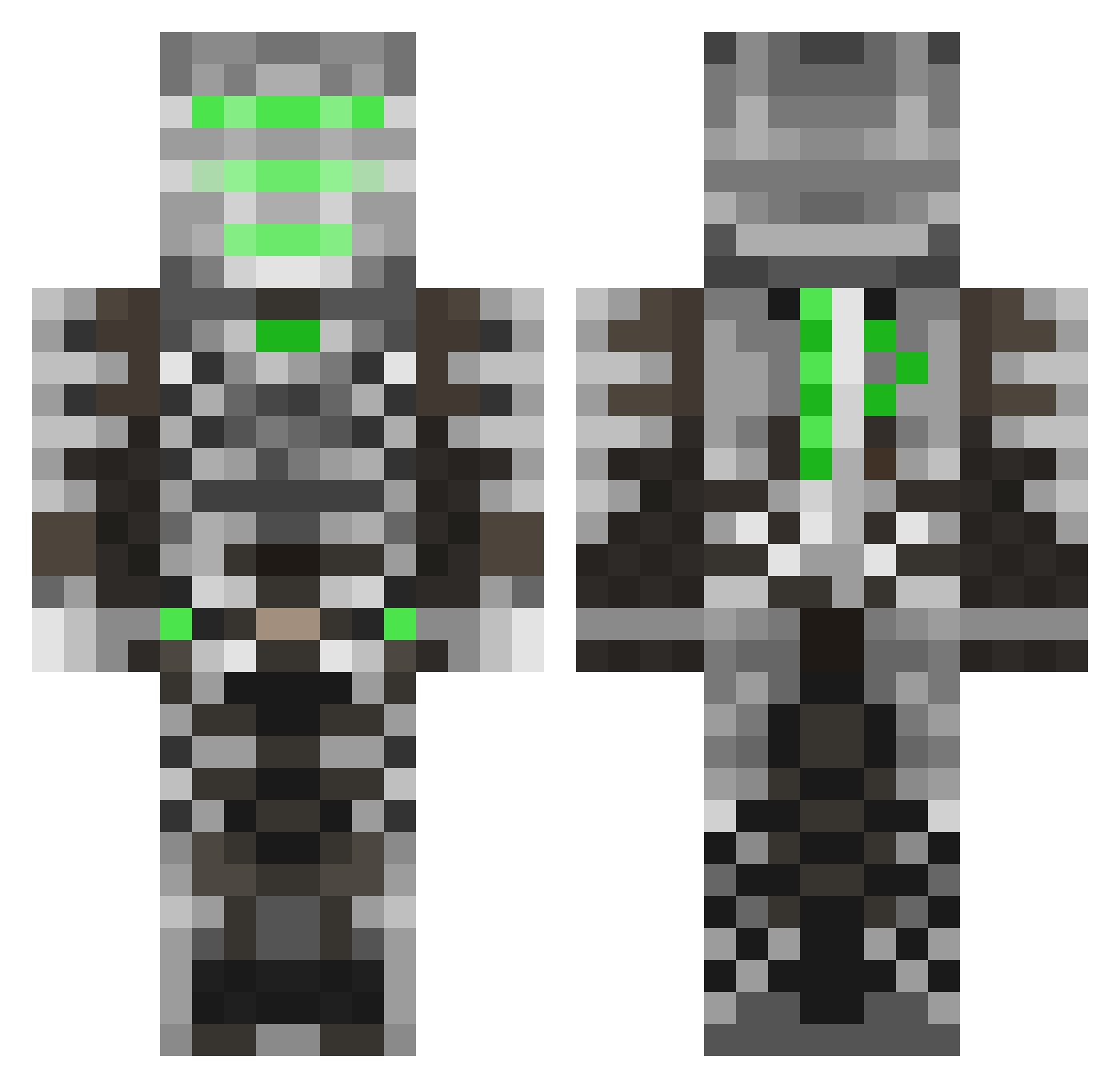 predatory Minecraft skin, front and back view