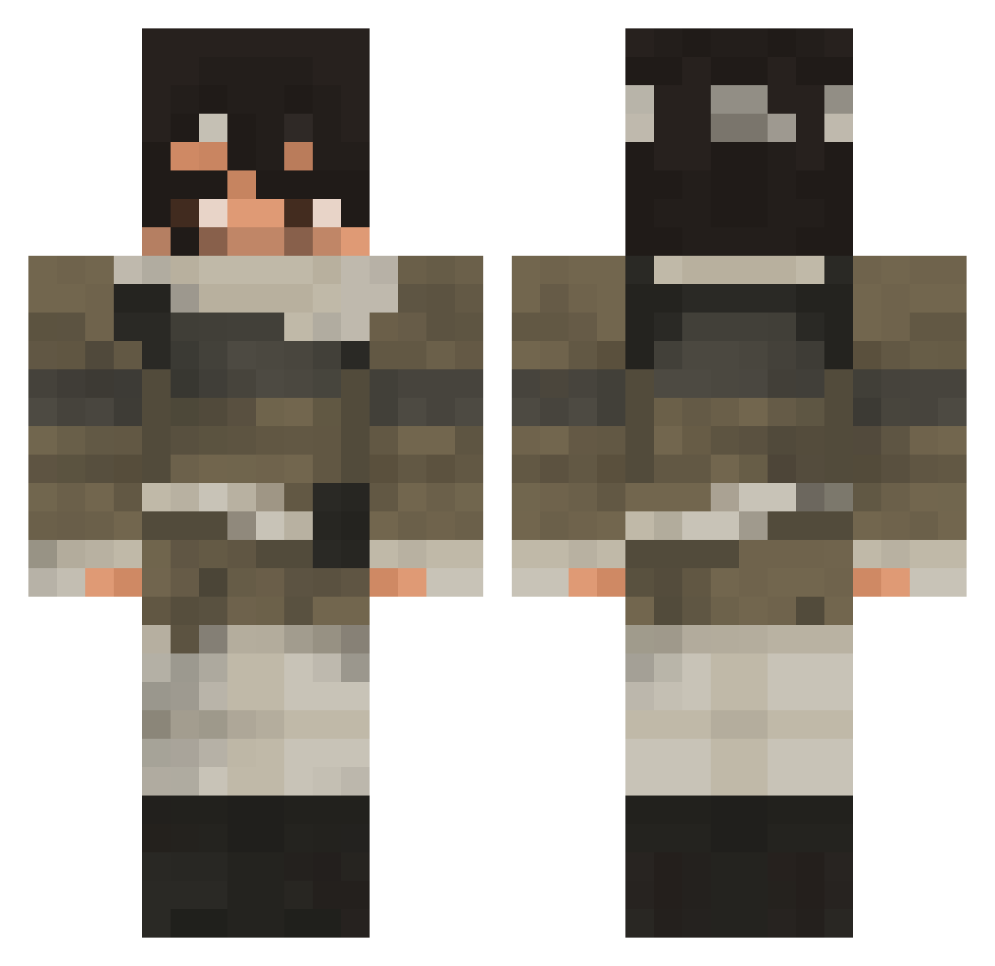 Gemx08 Minecraft skin, front and back view