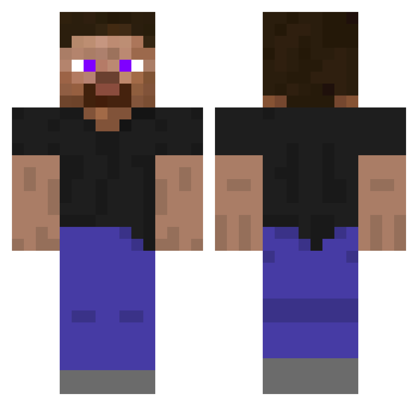 Slowclikr Minecraft skin, front and back view