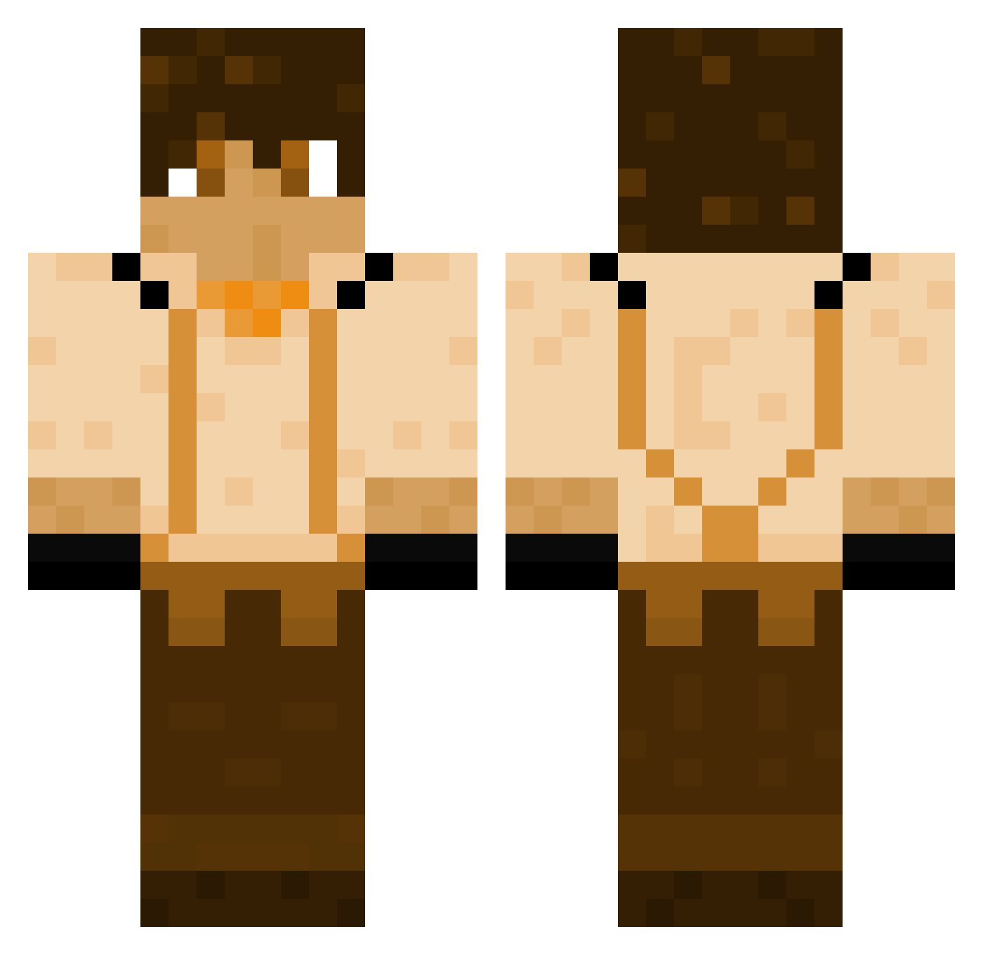 Leo_Valdez Minecraft skin, front and back view