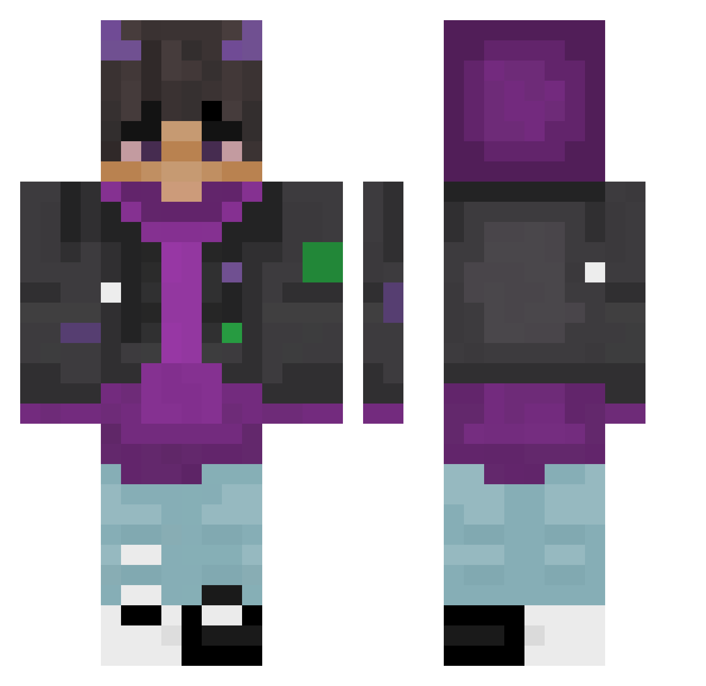 KaudMonkey Minecraft skin, front and back view