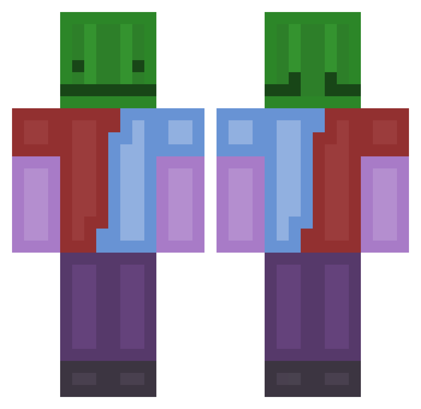 UnspokenDorf33 Minecraft skin, front and back view