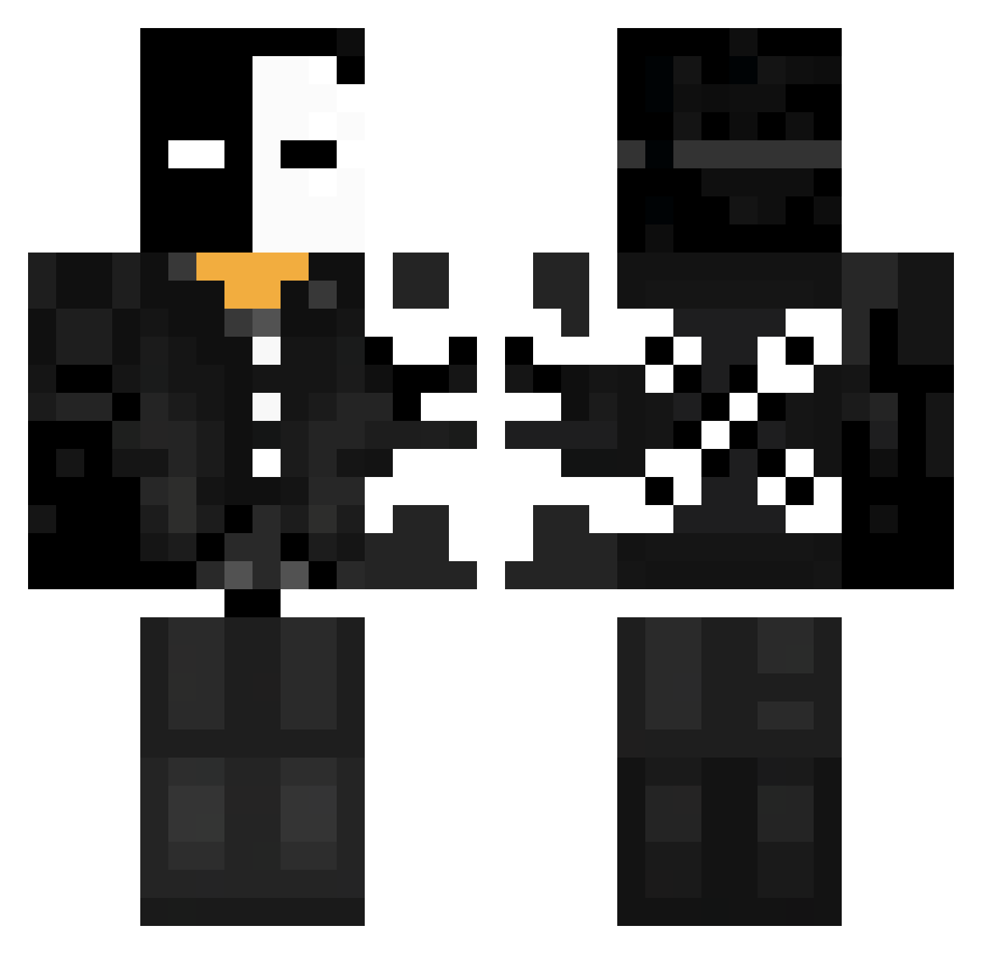 ArcaneGhostX Minecraft skin, front and back view