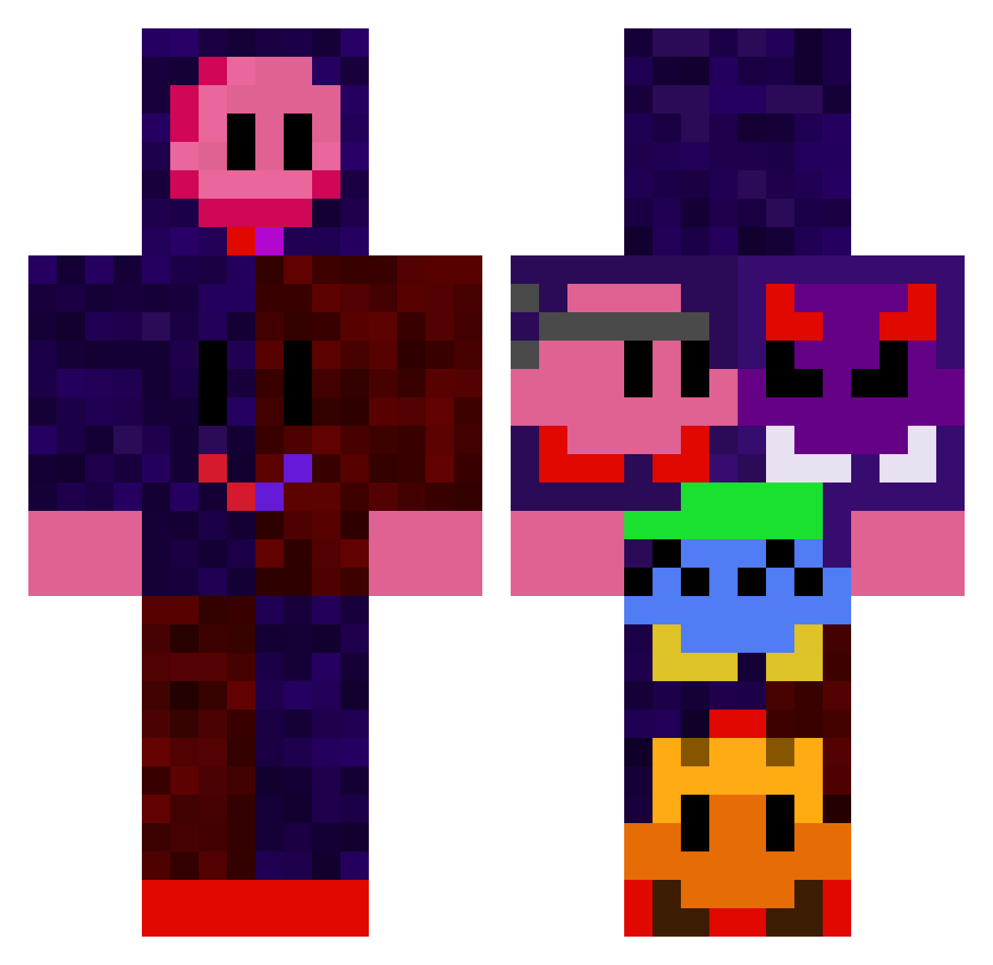 xCandii Minecraft skin, front and back view