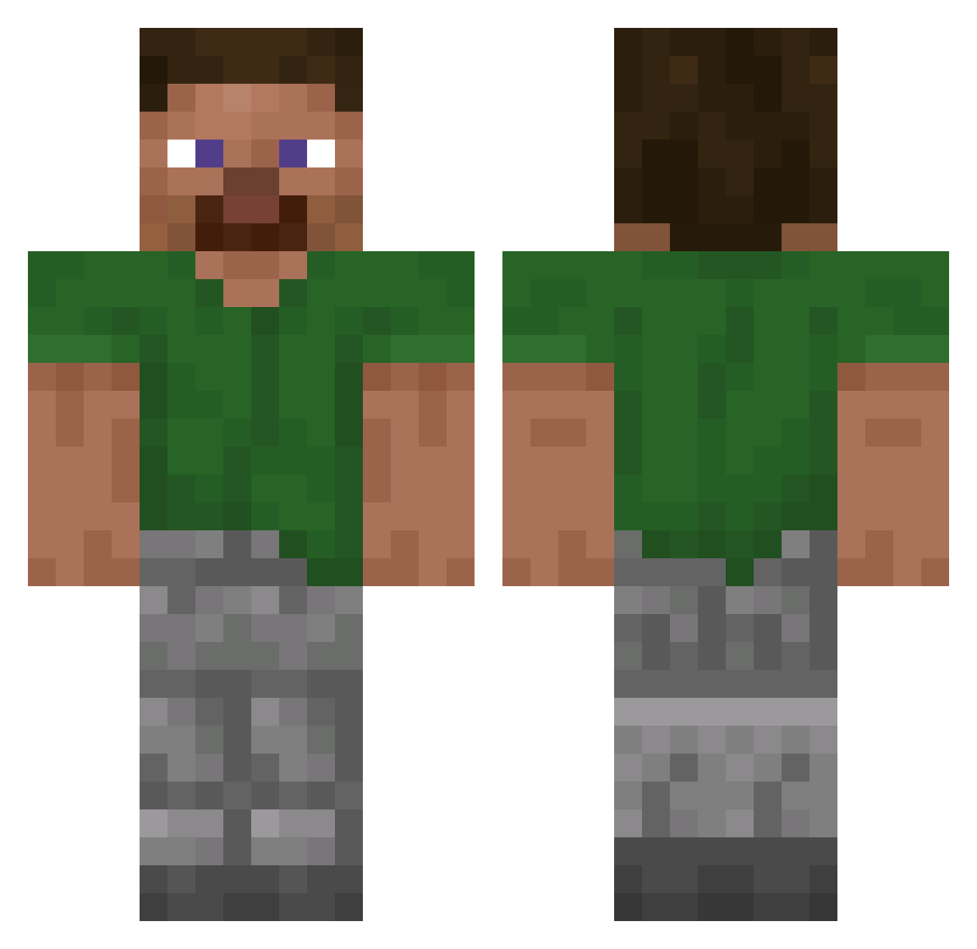 Junktroy Minecraft skin, front and back view