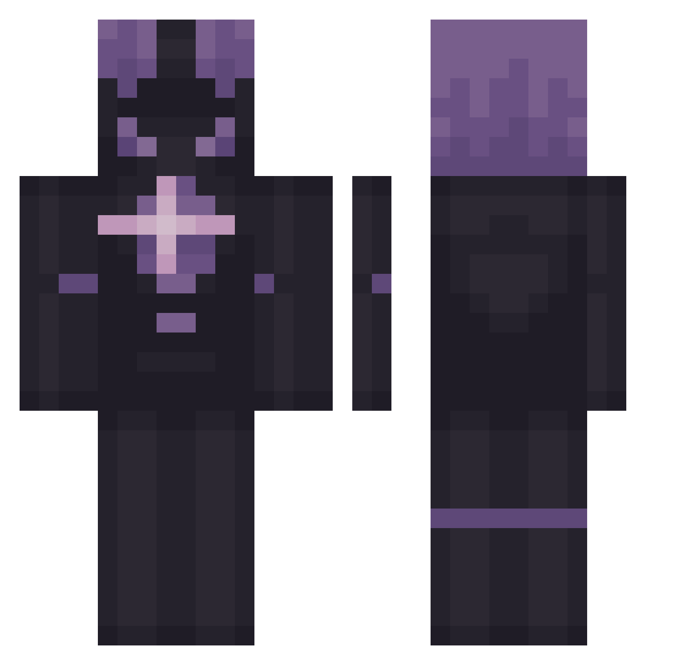 GrimMonky Minecraft skin, front and back view