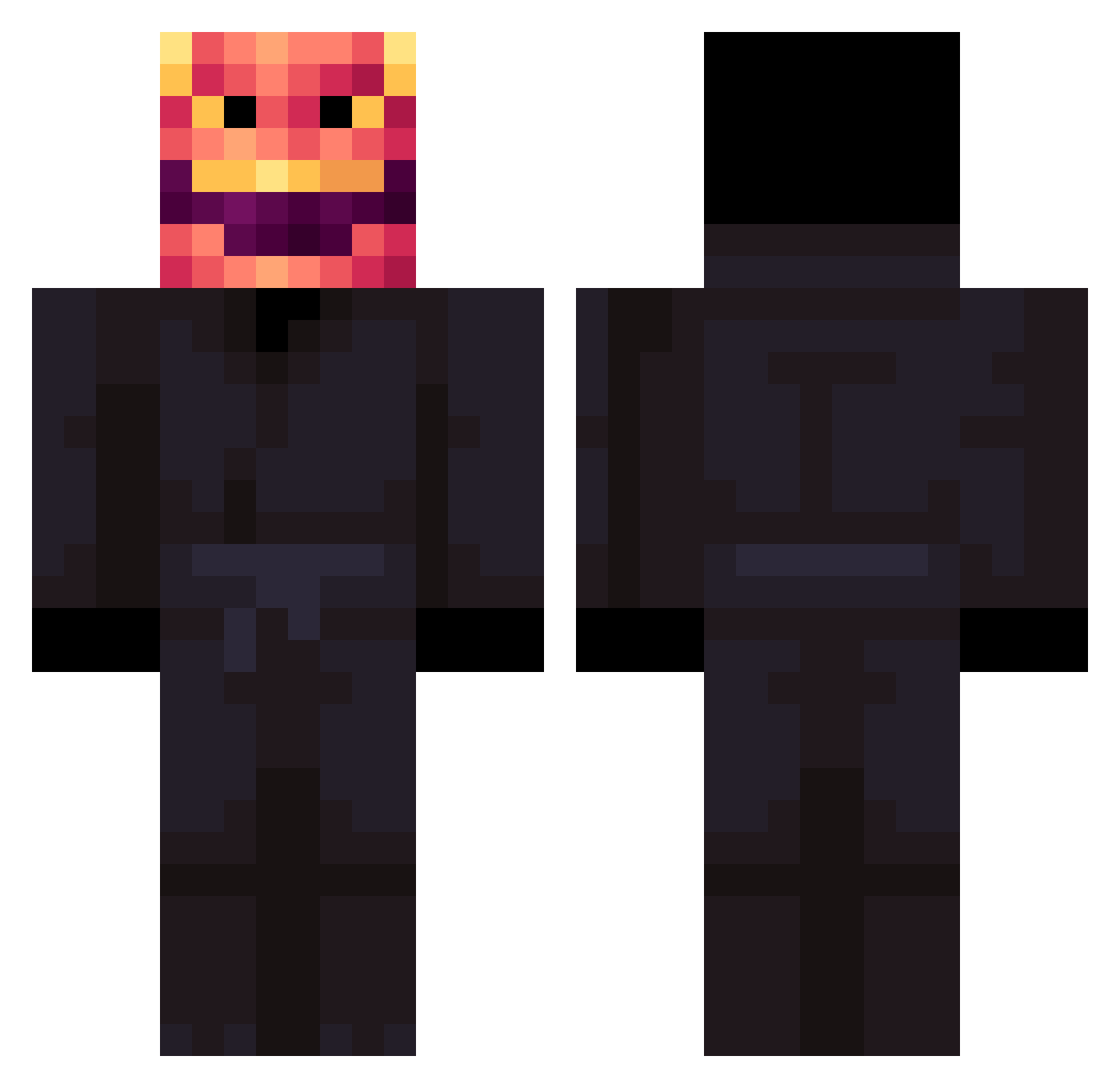 _x______x_ Minecraft skin, front and back view