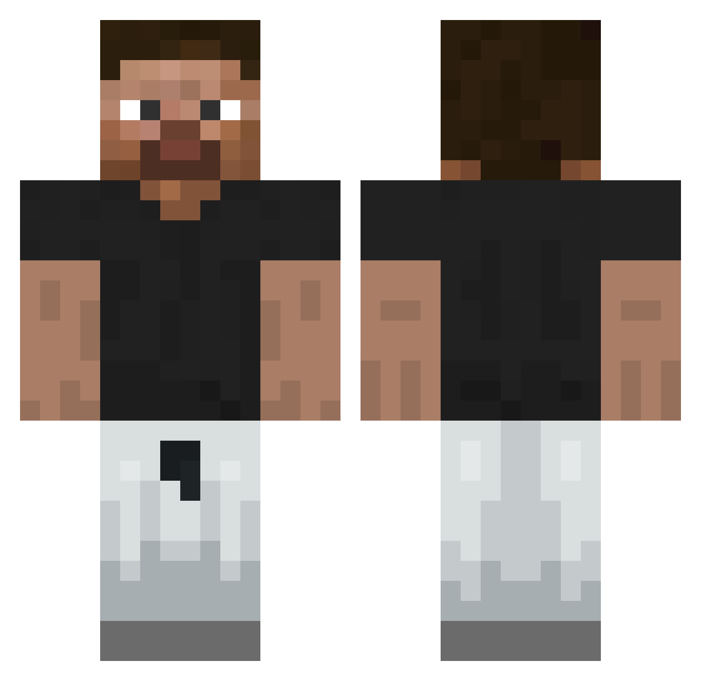 Y3rs3r Minecraft skin, front and back view