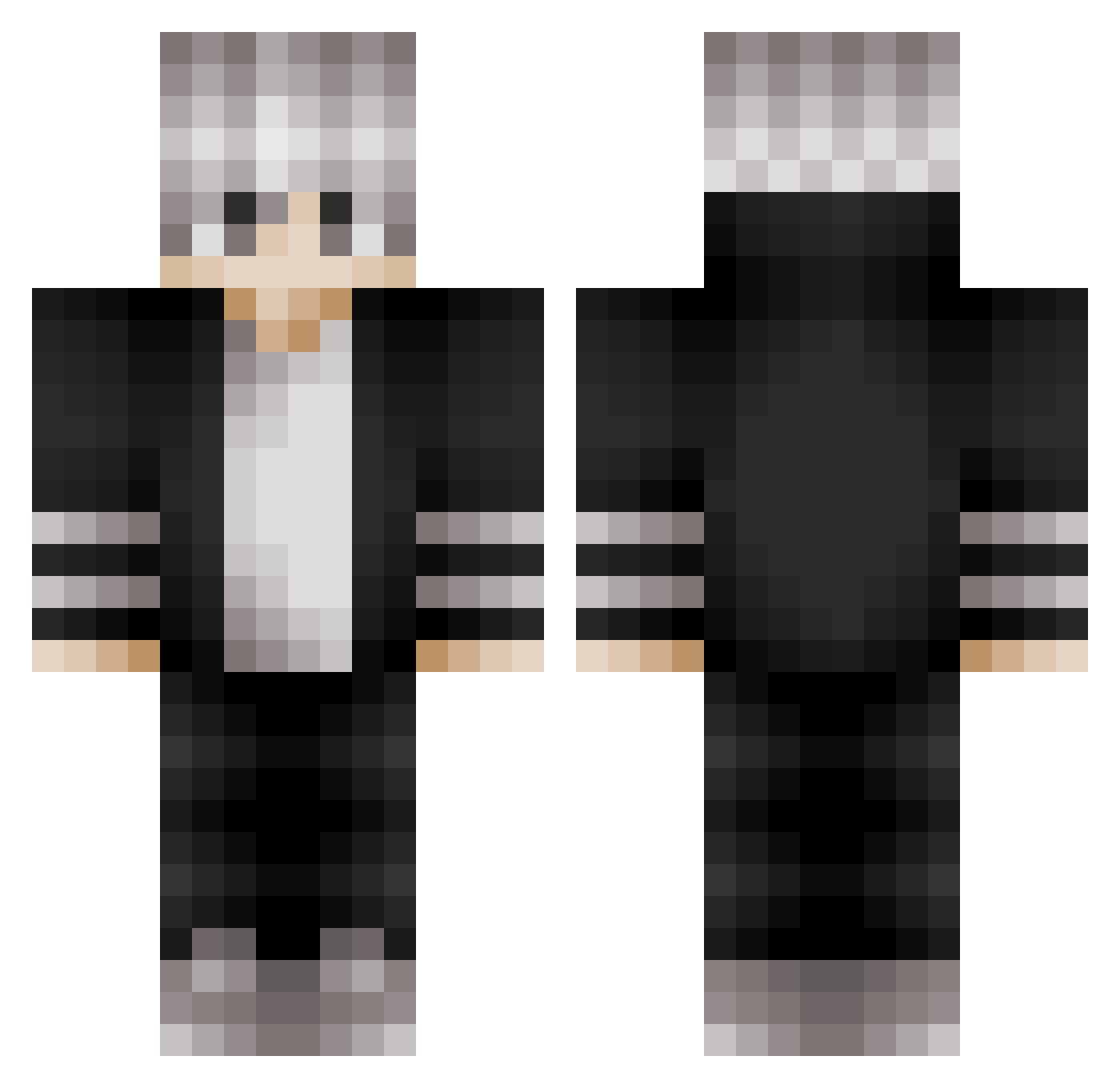 Zero13131 Minecraft skin, front and back view