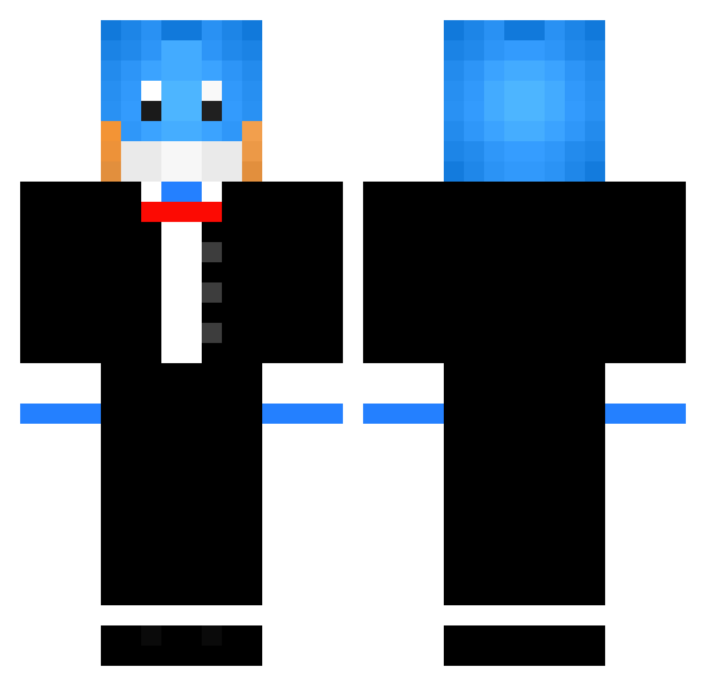 Zek64 Minecraft skin, front and back view