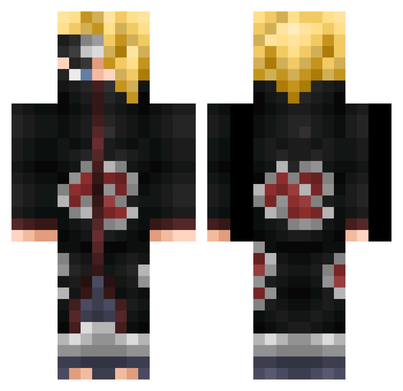 RasodiaX Minecraft skin, front and back view
