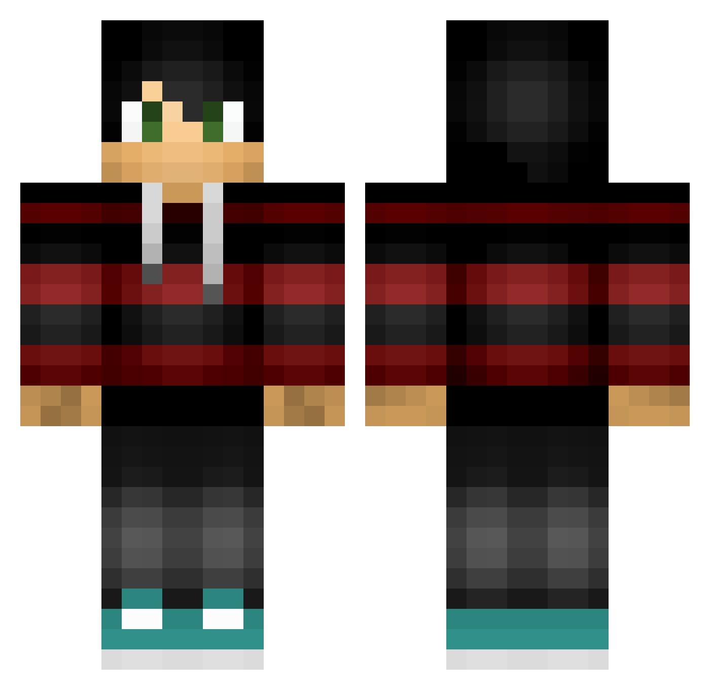Exoner Minecraft skin, front and back view