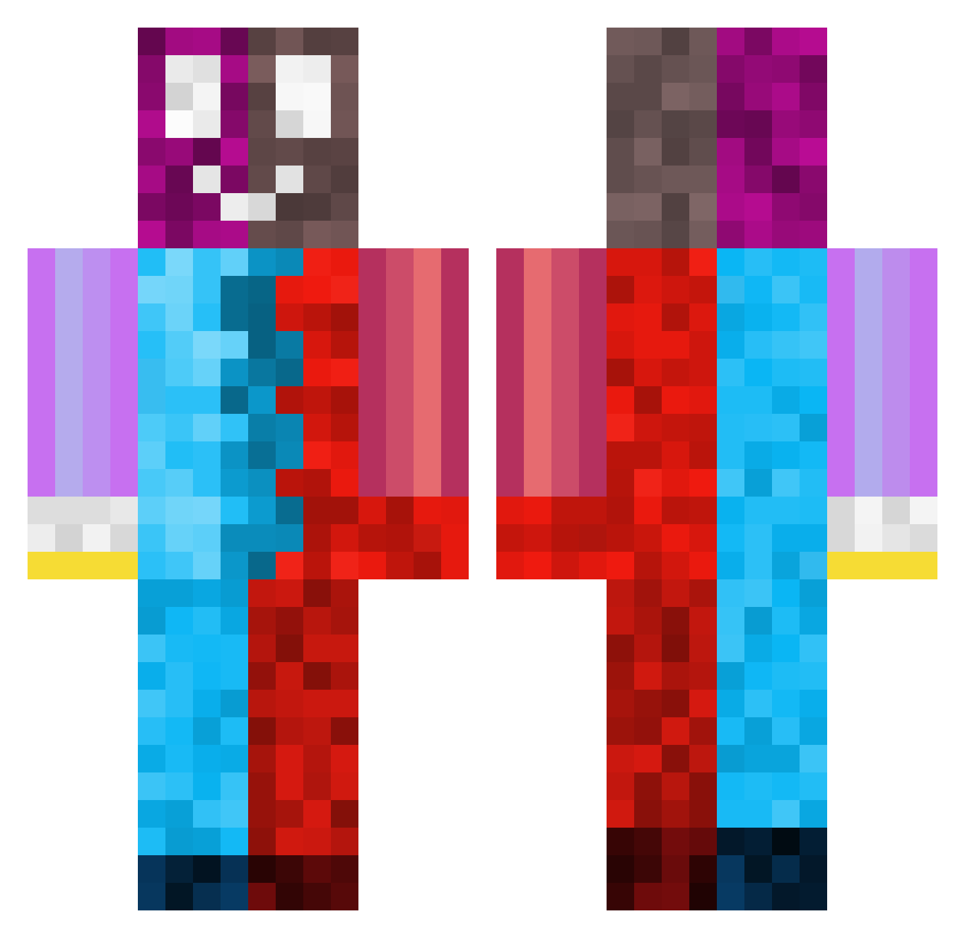 ItzFindus Minecraft skin, front and back view