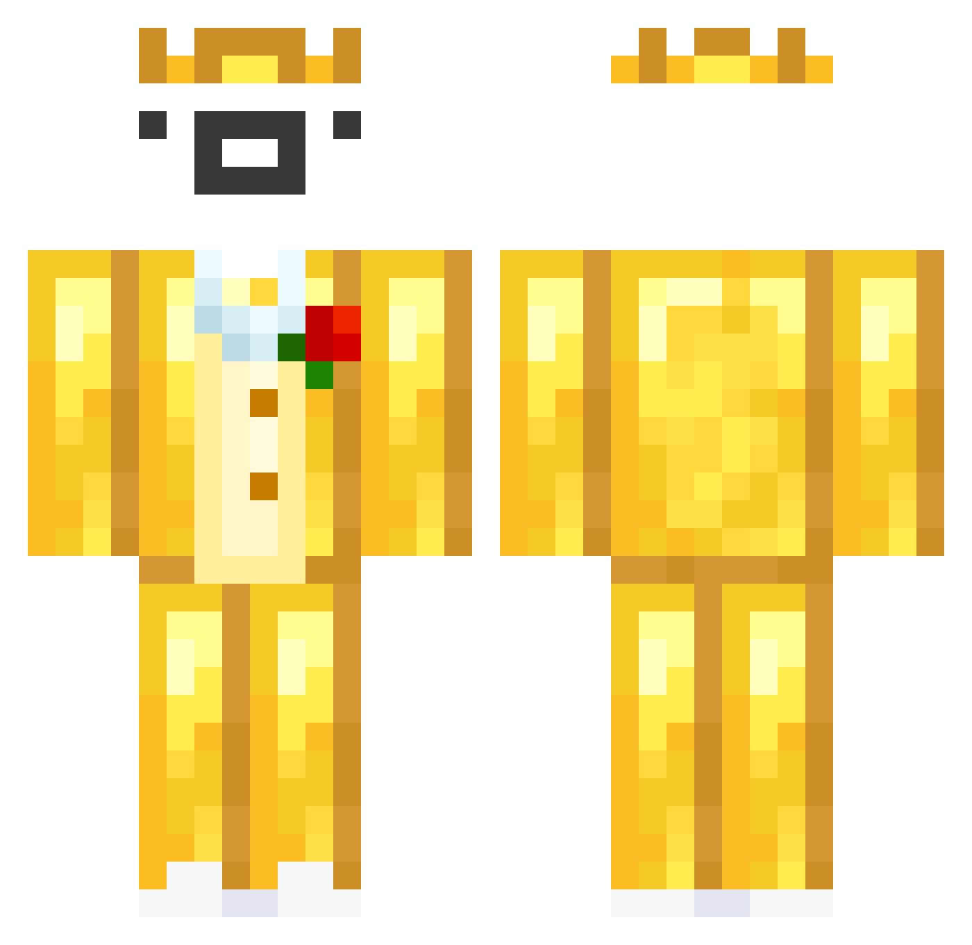 MajorTix Minecraft skin, front and back view