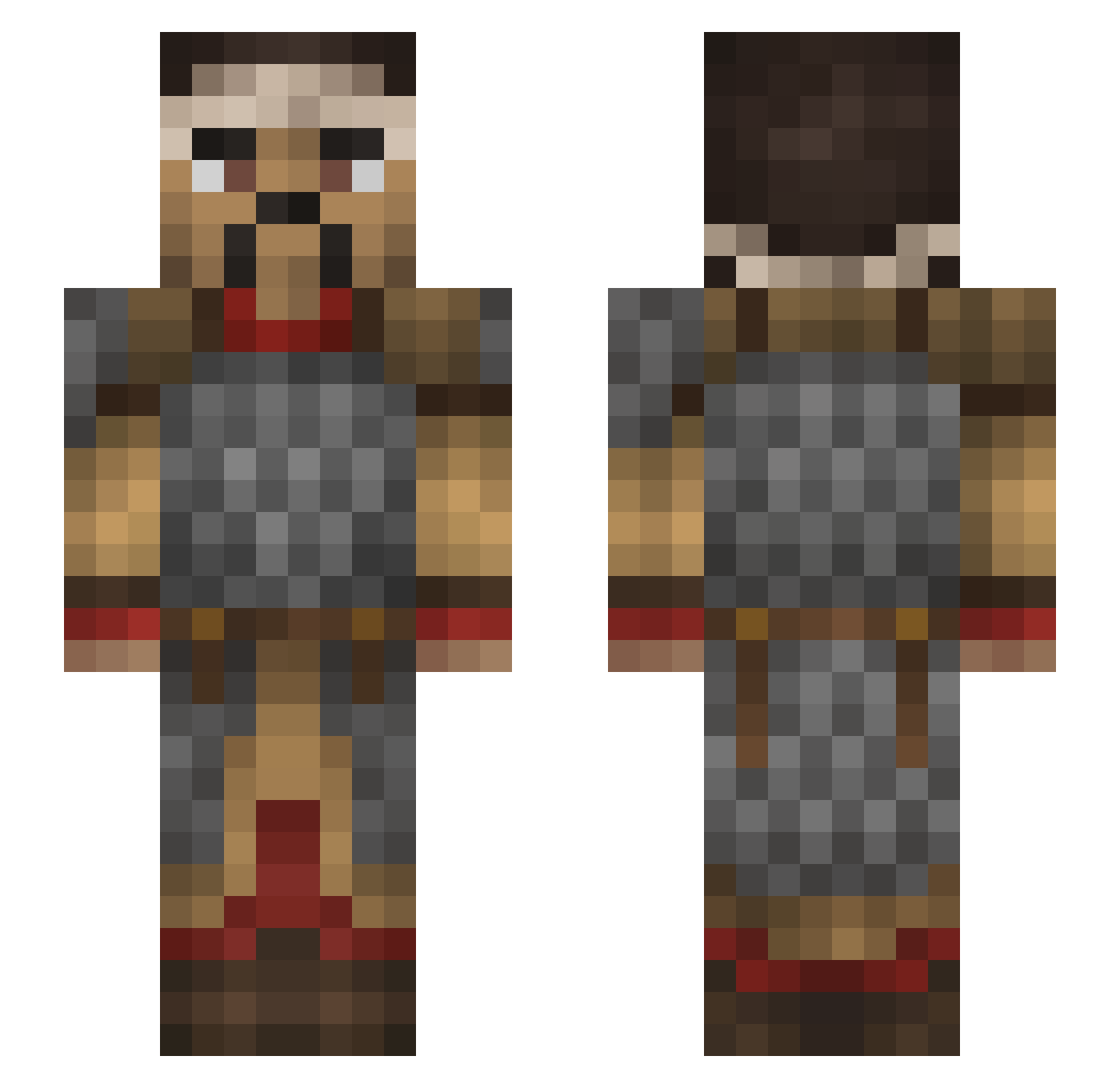 Shortener Minecraft skin, front and back view