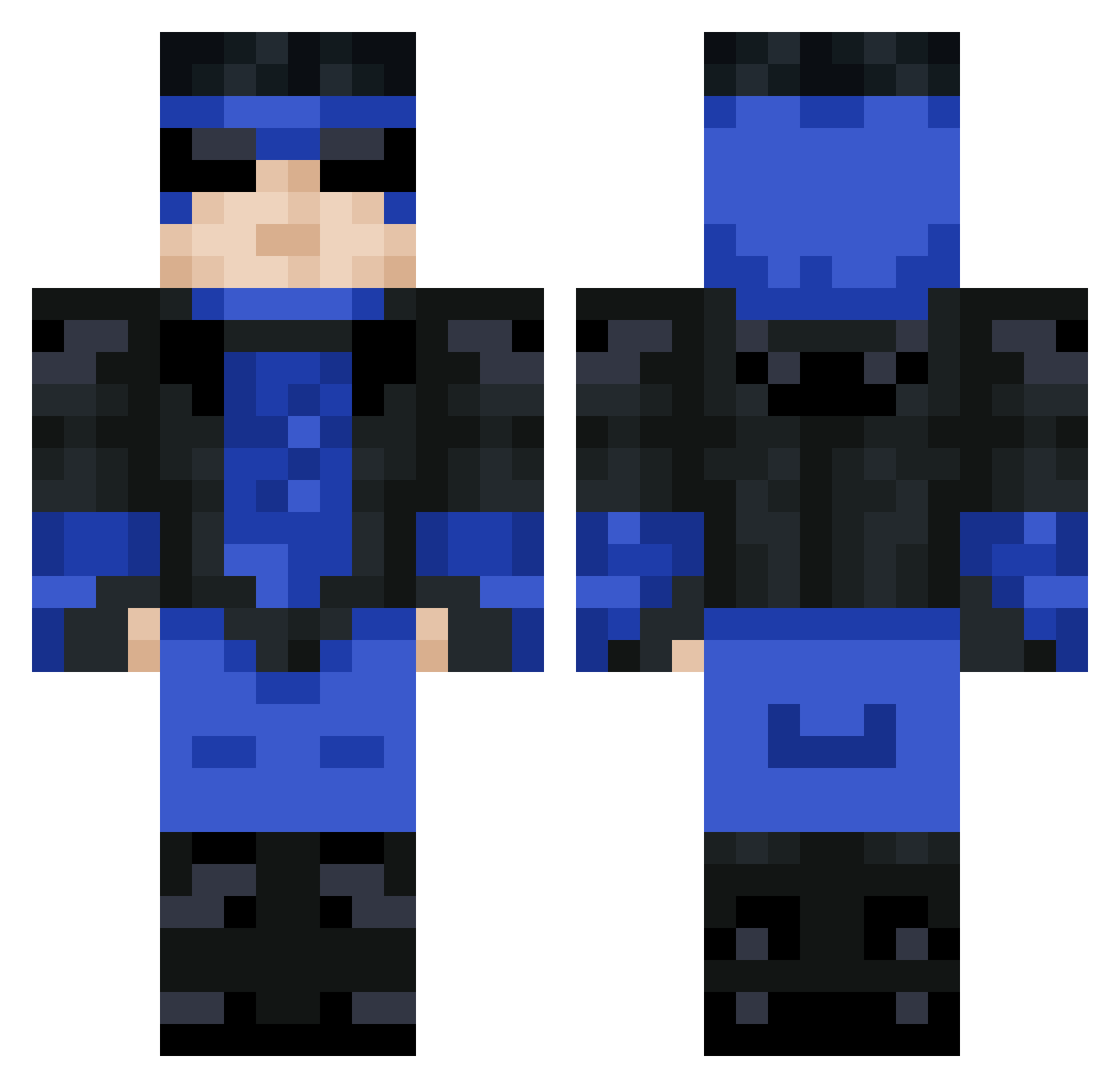 MerelyJustAzrael Minecraft skin, front and back view