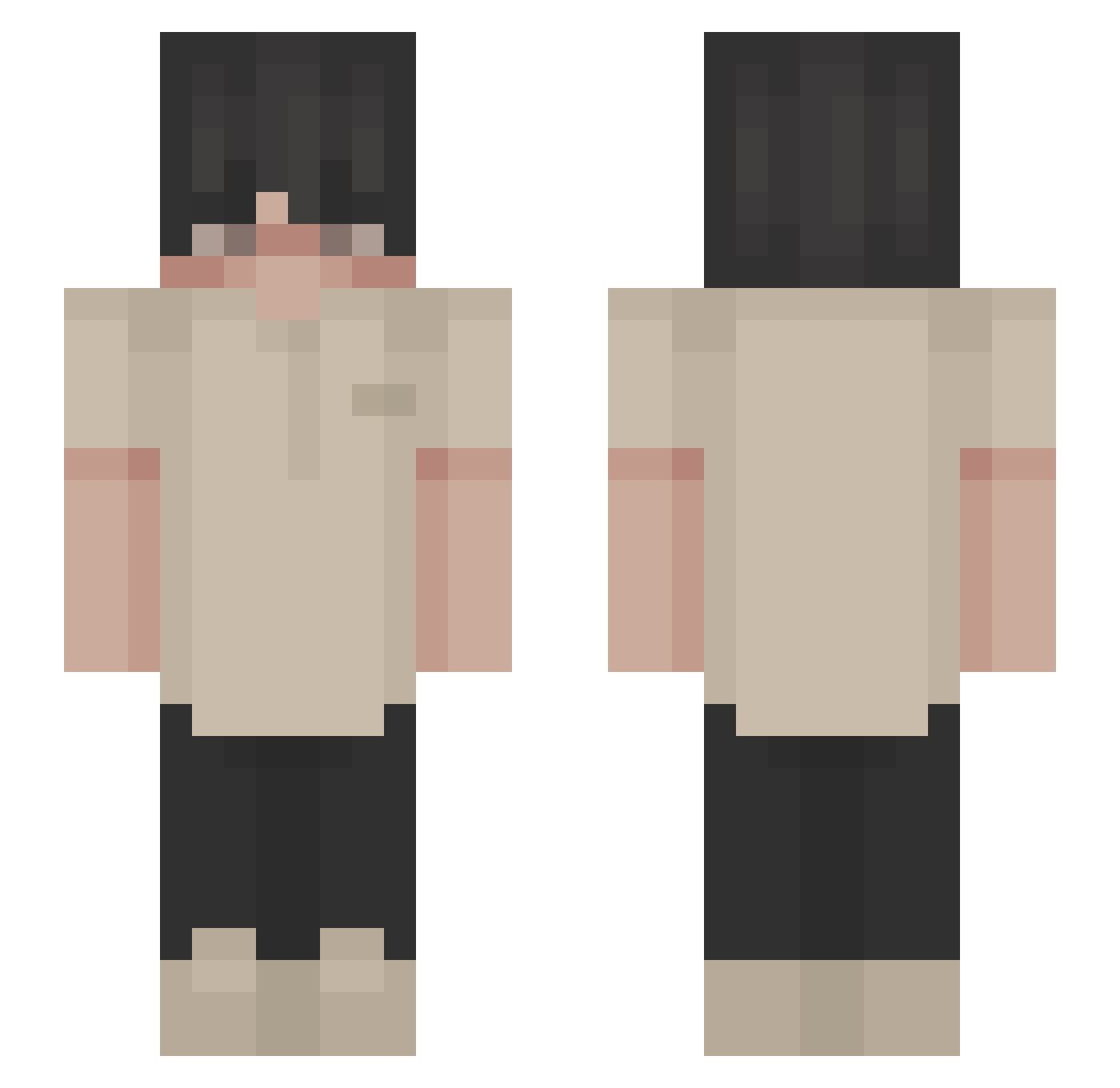 Sywert Minecraft skin, front and back view