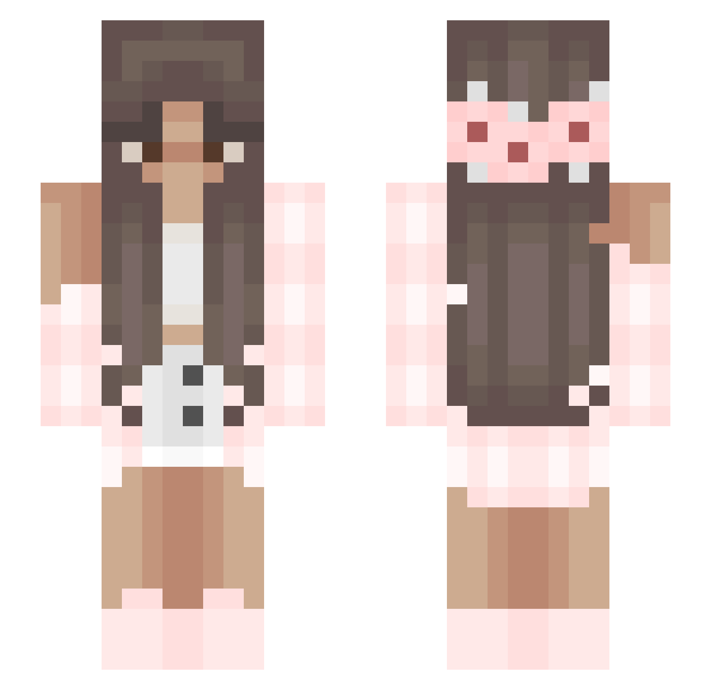 Zessa Minecraft skin, front and back view