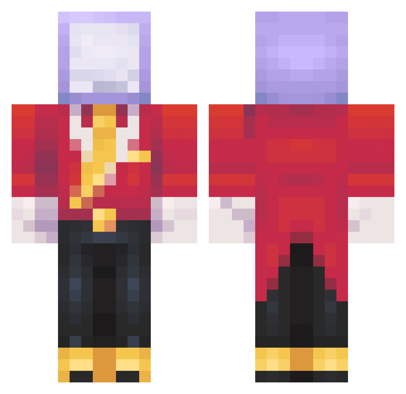 Eren765 Minecraft skin, front and back view