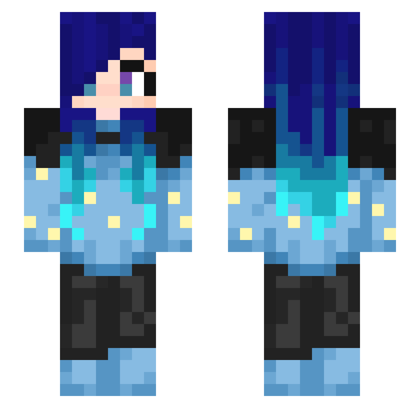 XStarlaLightX Minecraft skin, front and back view
