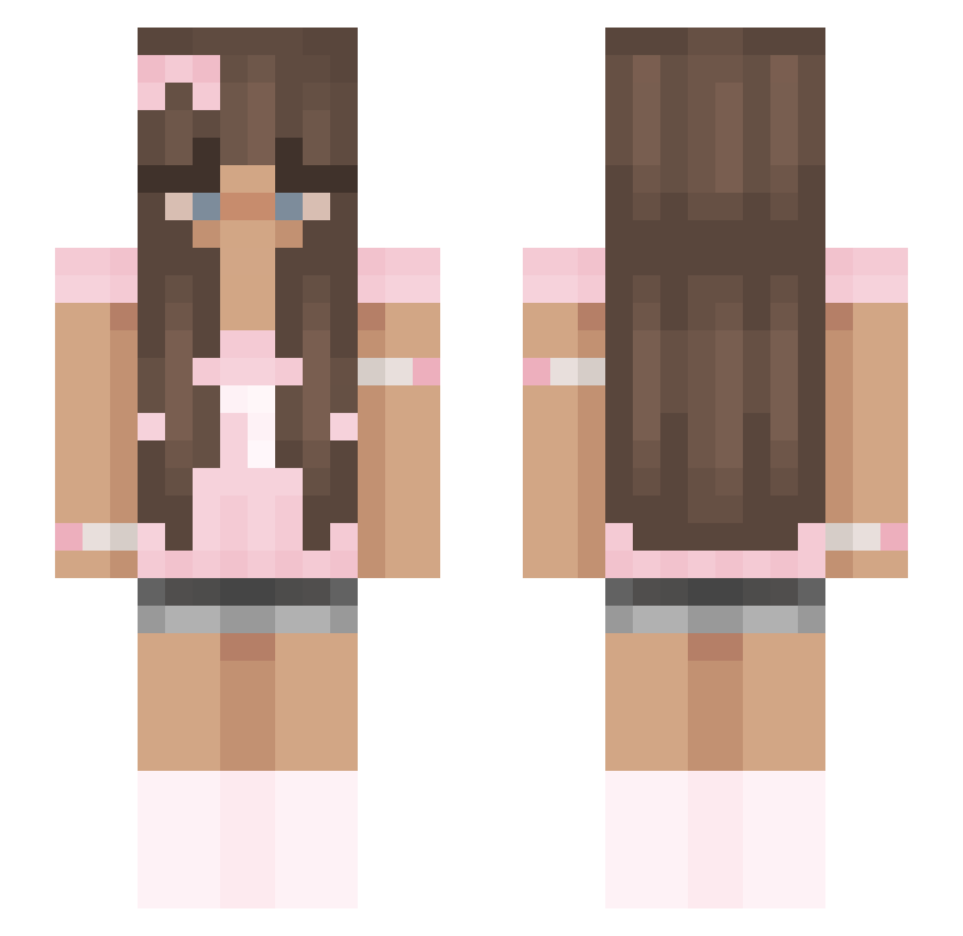 Lykkepigenn Minecraft skin, front and back view