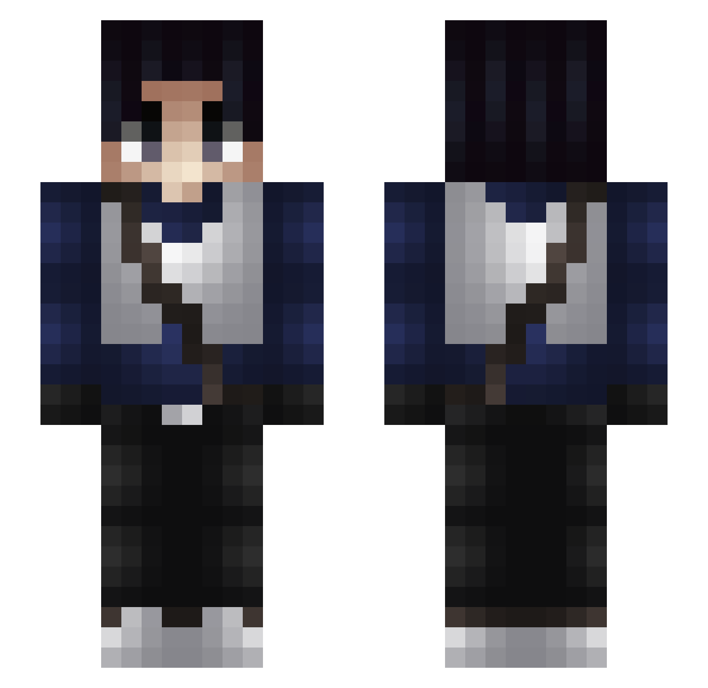 Silverfishes Minecraft skin, front and back view