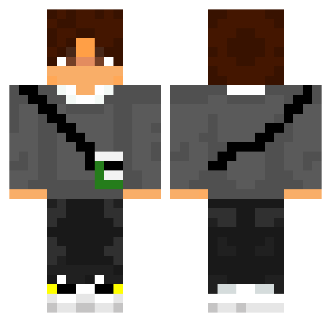 Internet_Zombie Minecraft skin, front and back view