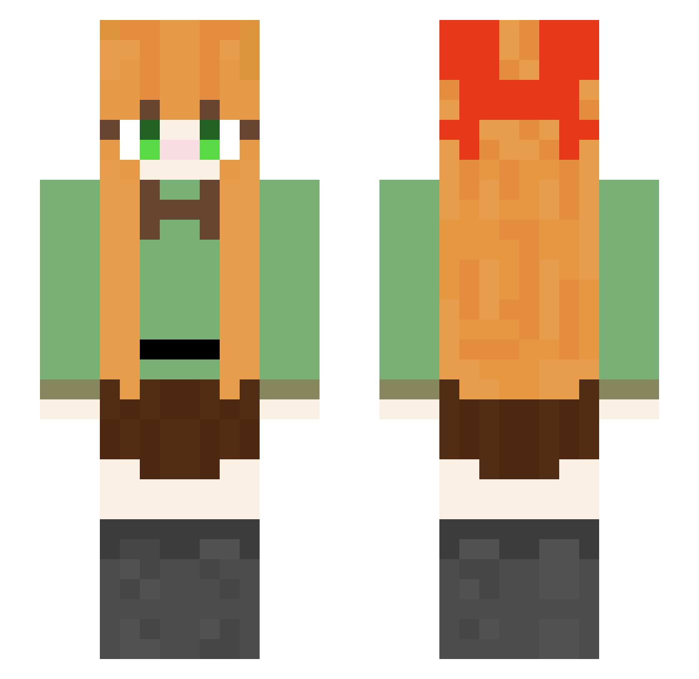 MajHaraeta Minecraft skin, front and back view