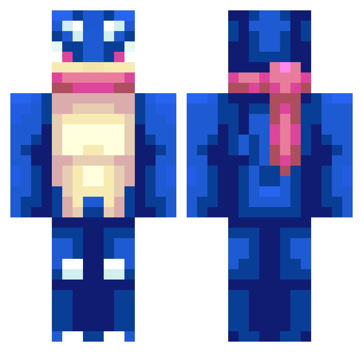 Size Minecraft skin, front and back view