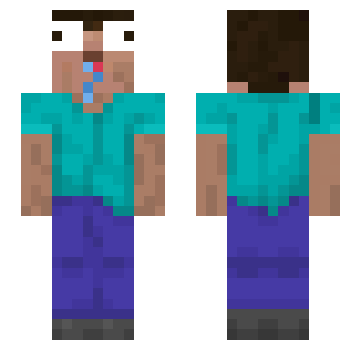 Moist_and_Horkne Minecraft skin, front and back view
